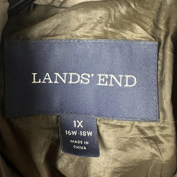 Lands' End Coat Womens 1X Brown Packable Down Puffer Long Jacket 16W 18W Winter - Picture 2 of 12